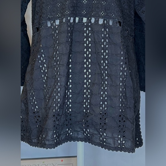 Gretchen Scott Black Cotton Eyelet Tunic Size Large - Picture 4 of 9